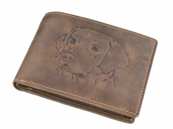 Bőr pénztárca 12x9cm Labrador "Vintage" antik barnával