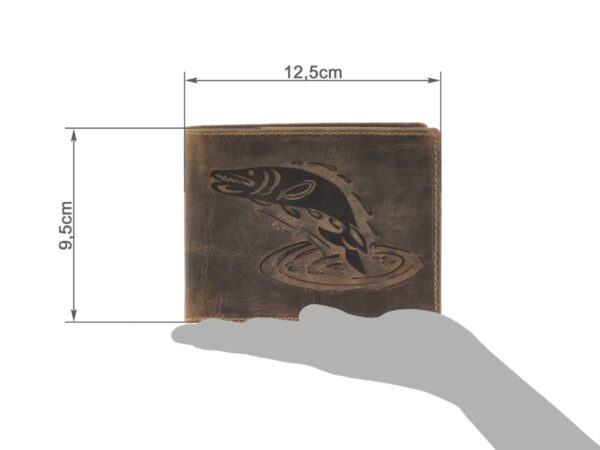 Bőr pénztárca 12x9cm, "Vintage" antik barna csuka haldomborítással - Image 3
