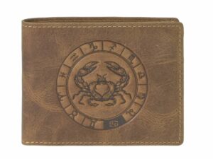 Bőr pénztárca 12x9cm "Vintage" Rák csillagjegygel