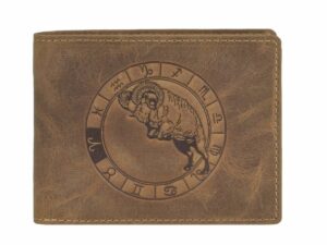 Bőr pénztárca 12x9cm "Vintage" Kos állatöv jellel