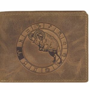 Bőr pénztárca 12x9cm "Vintage" Kos állatöv jellel