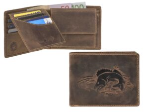 Bőr pénztárca 12x9cm haldomborítással "Vintage" antik barna Zander