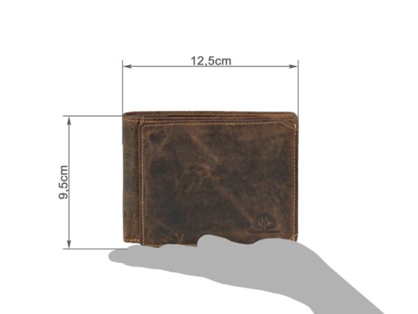 Bőr pénztárca 12x9 cm vízszintes azonosító rekesszel a "Vintage" antik barna szín megjelenítéséhez - Image 10