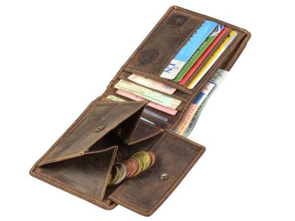 Bőr pénztárca 12x9 cm vízszintes azonosító rekesszel a "Vintage" antik barna szín megjelenítéséhez - Image 2