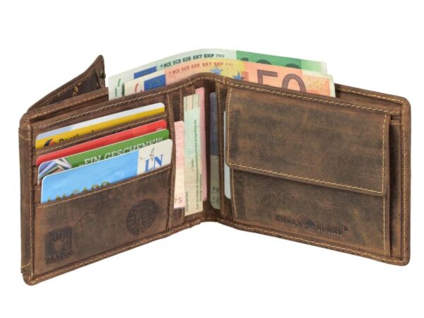 Bőr pénztárca 12x9 cm vízszintes azonosító rekesszel a "Vintage" antik barna szín megjelenítéséhez - Image 7