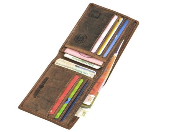 Bőr pénztárca 12x9cm lapos érmerekesz nélkül "Vintage" antik barna - Image 7