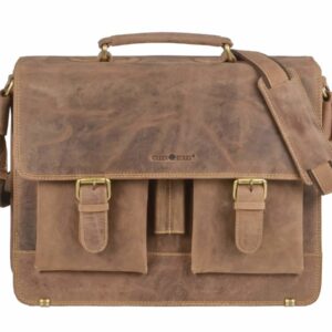 Bőr aktatáska 39x31cm notebook rekesszel "Vintage" antik barna