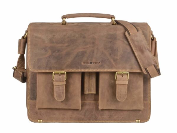 Bőr aktatáska 39x31cm notebook rekesszel "Vintage" antik barna