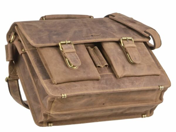 Bőr aktatáska 39x31cm notebook rekesszel "Vintage" antik barna - Image 2