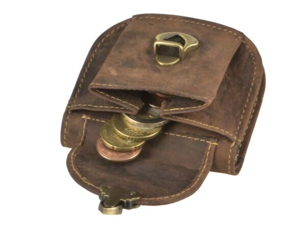 Bőr pénztárca 9x8cm kis "Vintage" antik barna - Image 7
