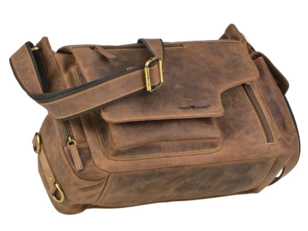 Bőr válltáska 39x28cm "Vintage" antik barna - Image 9