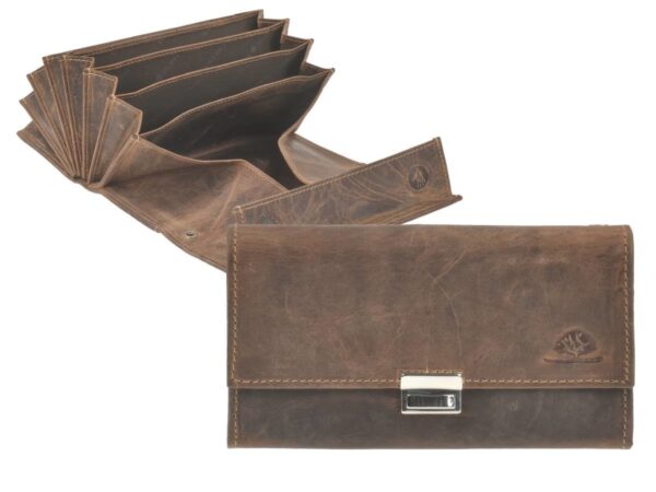 Pincér pénztárca bőr 17x9cm "Vintage" antik barna - Image 12