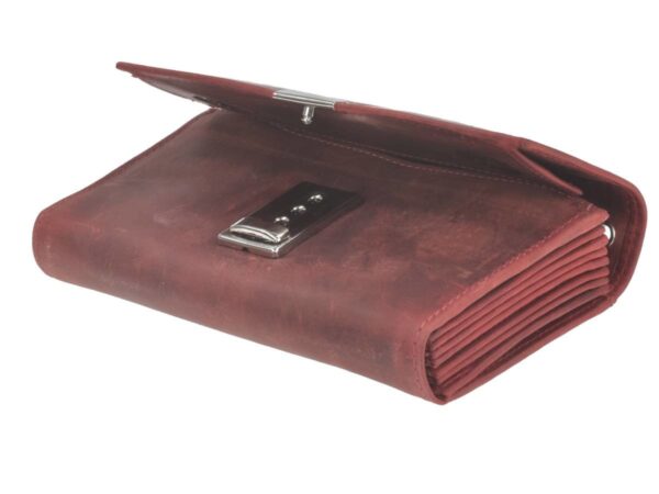 Pincér pénztárca bőr 17x9cm "Vintage" antik piros - Image 9