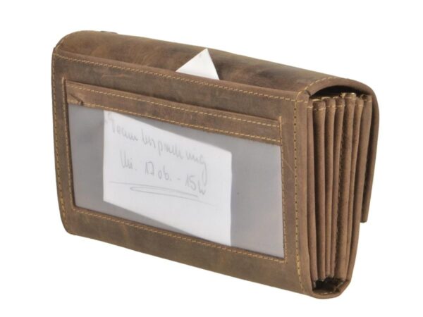 Pincér bőr pénztárca 17x9cm "Vintage" ablakrekesszel antik barna - Image 7