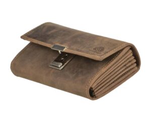 Pincér bőr pénztárca 17x9cm "Vintage" ablakrekesszel antik barna