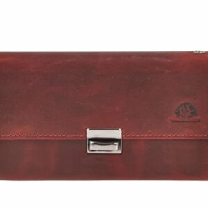 Pincér bőr pénztárca 17x9cm "Vintage" ablakrekesszel antik piros