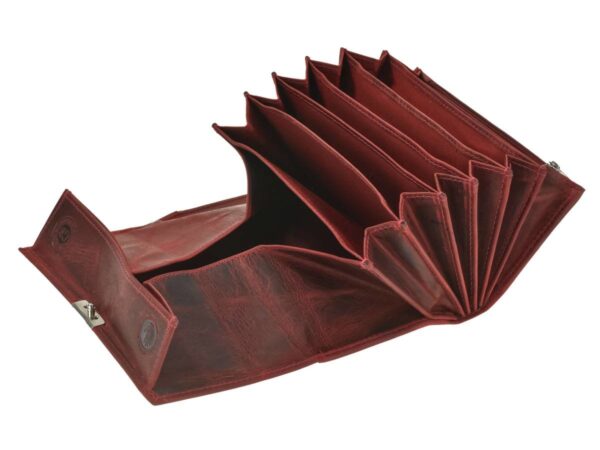 Pincér bőr pénztárca 17x9cm "Vintage" ablakrekesszel antik piros - Image 9