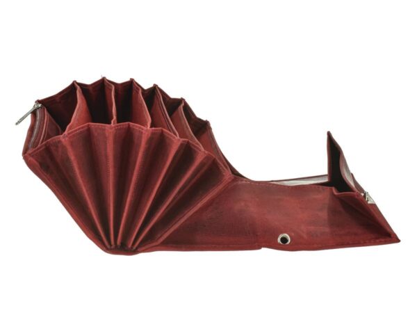 Pincér bőr pénztárca 17x9cm "Vintage" ablakrekesszel antik piros - Image 13