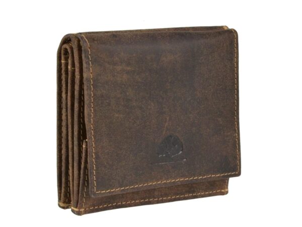 Bőr pénztárca 10x9cm bécsi doboz "Vintage" antik barna