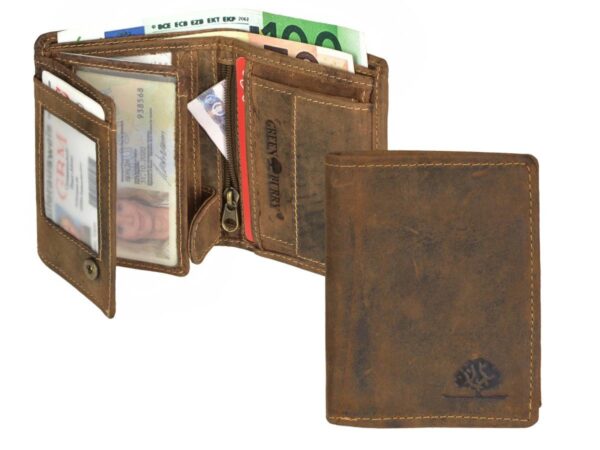 Bőr pénztárca 8x10cm kis mini pénztárca "Vintage" antik barna - Image 9