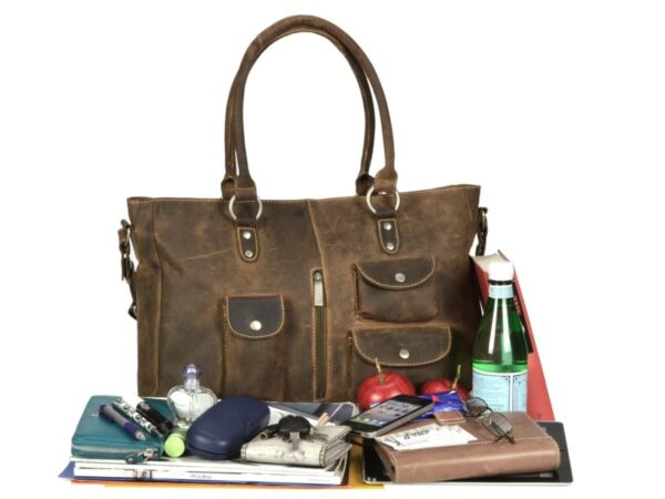 Shopper bőr 43x27cm "Vintage" antik barna - Image 4