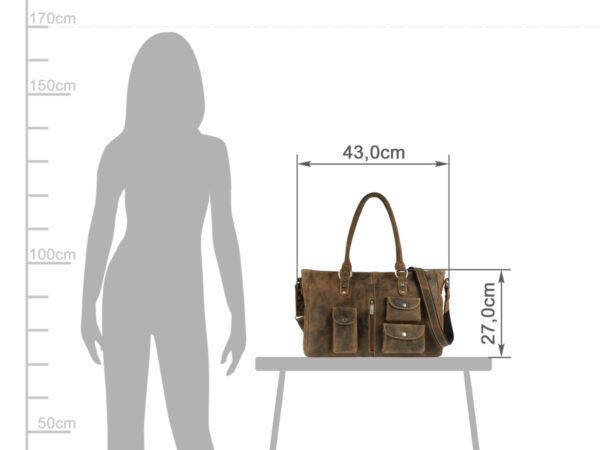 Shopper bőr 43x27cm "Vintage" antik barna - Image 5