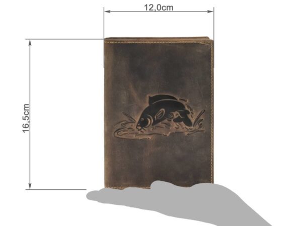 Bőr ID tok 12x16cm 3 részes haldomborítással "Vintage" antik barna ponty - Image 2