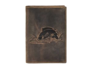 Bőr ID tok 12x16cm 3 részes haldomborítással "Vintage" antik barna ponty
