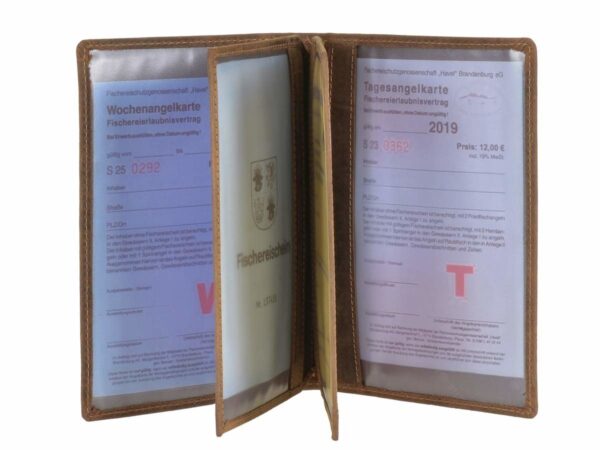 Bőr ID tok 12x16cm 3 részes haldomborítással "Vintage" antik barna harcsa - Image 9