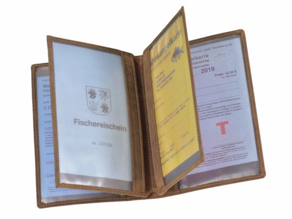 Bőr ID tok 12x16cm 3 részes haldomborítással "Vintage" antik barna harcsa - Image 7