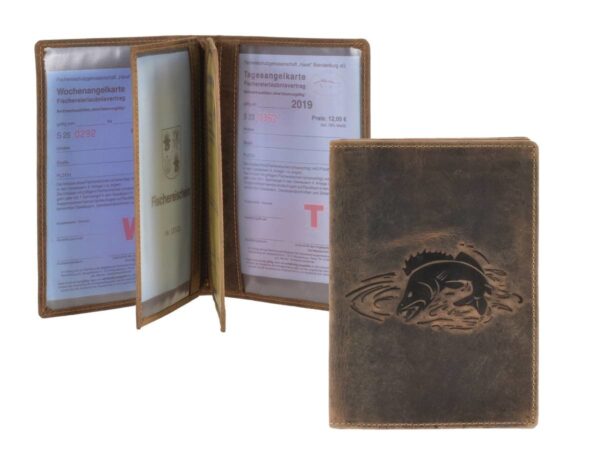 Bőr ID tok 12x16cm 3 részes haldomborítással "Vintage" antik barna Zander - Image 2