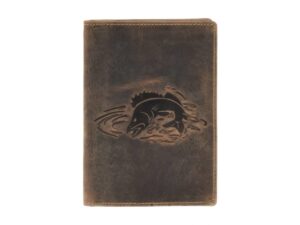 Bőr ID tok 12x16cm 3 részes haldomborítással "Vintage" antik barna Zander
