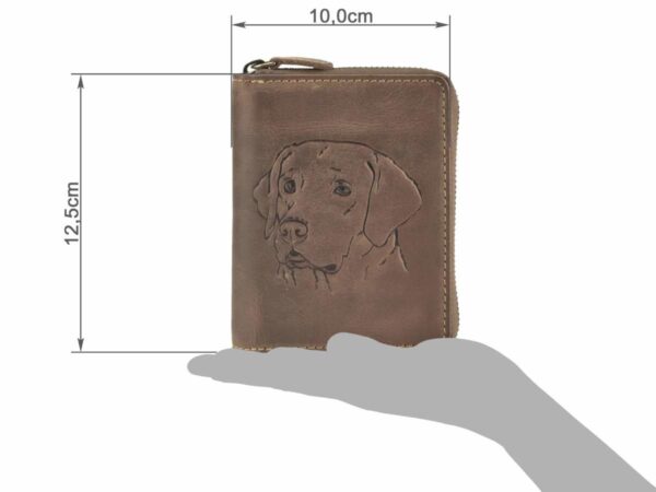 Bőr pénztárca 10x13cm Labrador "Vintage" antik barnával - Image 6