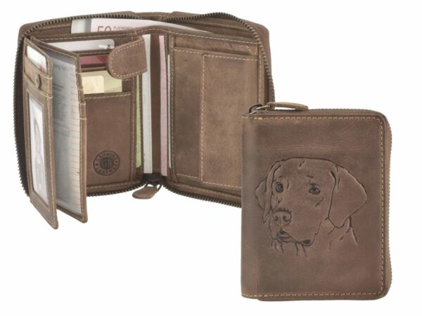 Bőr pénztárca 10x13cm Labrador "Vintage" antik barnával - Image 16