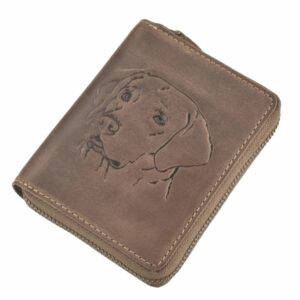 Bőr pénztárca 10x13cm Labrador "Vintage" antik barnával