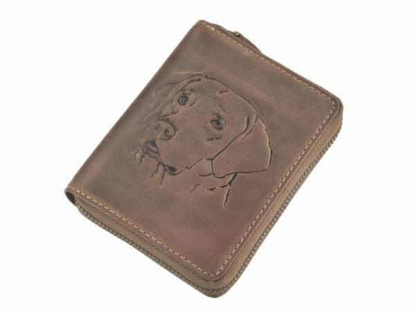 Bőr pénztárca 10x13cm Labrador "Vintage" antik barnával