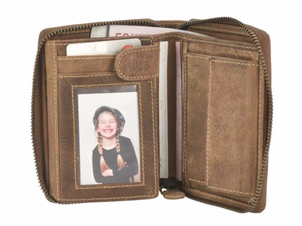 Cipzáras pénztárca 10x12cm Virgin "Vintage" antik barna - Image 2