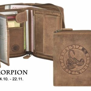 Cipzáras pénztárca 10x12cm Scorpion "Vintage" antik barna