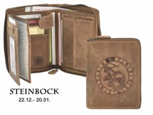 Cipzáras pénztárca 10x12cm Bak "Vintage" antik barna