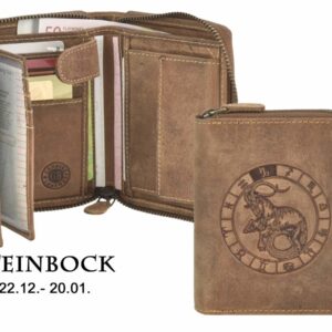 Cipzáras pénztárca 10x12cm Bak "Vintage" antik barna