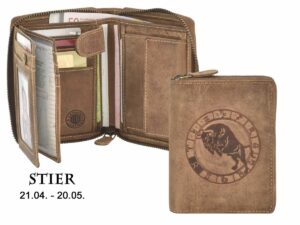 Cipzáras pénztárca 10x12cm bika "Vintage" antik barna